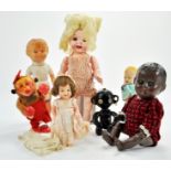 Eclectic mix of vintage dolls comprising Vintage Sun Rubber Company Doll 8 ½”, 6” Small Roddy