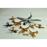 A collection of assembled model aircraft kits comprising vintage maker Airyda. Wooden models require