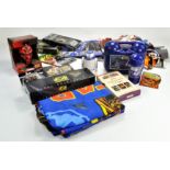 Star Wars collectables comprising various novelty items, bed cover set, lunchbox, empty boxes etc.
