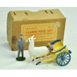 Taylor and Barrett No. 92 Llama Ride Set comprising Cart in metal plus four plastic figures.