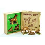 Wade No. 1 Set comprising trio of horses boxed, plus loose second trio of horses. Appear mostly
