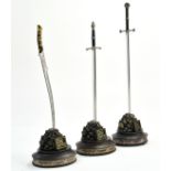 Lord of the Rings LOTR collectables comprising trio of letter openers depicting swords from the