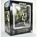 Star Wars Gentle Giant Scout Trooper and Speeder Bike Statue. Appears not displayed hence complete