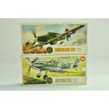 Airfix duo of plastic model aircraft kits comprising 1/72 Hurricane and Spitfire. Both appear