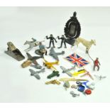 Metal figures plus other interesting items and accessories, mostly fair.