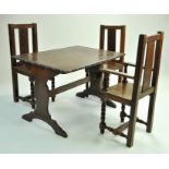 A large and attractive combination of Wooden Dolls House Furniture comprising dining table and three