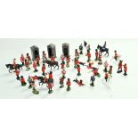 A group of Britains Plastic Herald / Eyes Right type Grenadier Guards inclusive of some early