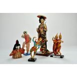 A varied Group of Vintage Oriental Dolls. Colourful Thai Folk Dancers, 8”/20cm. Chinese Folk