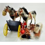 Vintage Sindy Horses and Gig, Dapple Grey with saddle and bridle, reins and gig. Slight play marks