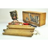 An original boxed Vintage Game of Aunt Sally dating to early 1900's. Comprising batons, clay