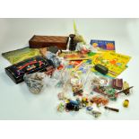 A group of vintage games and related parts / pieces including other literature and items.
