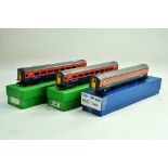 Model Railway 00 Gauge comprising Trio of harder to find Test Car Coaches. Appear very good.
