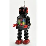 Japanese Tinplate Battery Operated Walking Robot. Toy is working and appears very good to