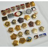 Original Soviet Space Program Pins comprising group of 34 issues, all vintage and in excellent
