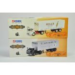 Corgi diecast models truck duo comprising No. 11401 ERF KV Artic Box Trailer in the livery of