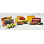 Dinky duo of boxed items including Royal Mail Transit and Routemaster Bus plus Matchbox Cambuster.