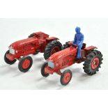 CIJ Vintage Issue Renault Tractor duo, in red including one with tinplate wheel centres, the other