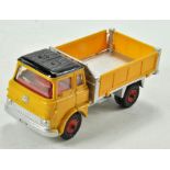 Dinky No. 435 Bedford TK Tipper Truck with yellow cab and black roof, red interior, metallic