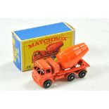 Matchbox regular wheels no. 26b Foden Cement Mixer. Orange body and plastic orange barrel, black