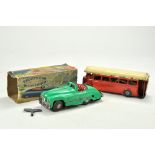 Triang Minic duo of Mechanical Toys including Friction Driven Single Deck Bus plus No. 2 Sports