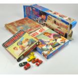 Trio of vintage games plus Hot Wheels Service Center, which appears predominantly complete. Plus