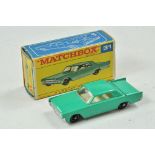 Matchbox Regular wheels No. 31C Lincoln Continental in turquoise blue, with white interior,