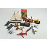 Assorted Model group including Boats, tinplate, motorcycles, locomotives and aircraft. Generally