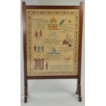 Royal Interest - Oak framed fire screen with unusual attractive panel display commemorating Edward