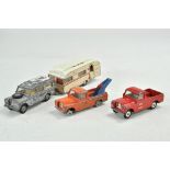 Triang Spot-On group of worn diecast vehicle issues comprising Land Rovers, plus Caravan. Most