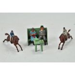 Crescent Lead Metal Grandma and Grandpa Set plus duo of interesting horse and jockey issues.