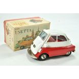 Bandai Japanese Friction Driven Tinplate issue comprising No. 588 Isetta Bubble Car in Red and