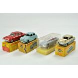 Dinky Diecast group comprising No. 130 Ford Consul, No. 161 Austin Somerset, No. 162 Ford Zephyr and