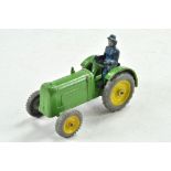 Charbens vintage farm tractor in rare green with yellow wheel centres. Plus driver. Some light