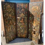 Victorian Scrap Screen with Laquered Panels and frame with decoration to both sides. See damage as