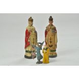 A small group of metal religious themed vintage figures inclusive of duo of larger items, Angel '