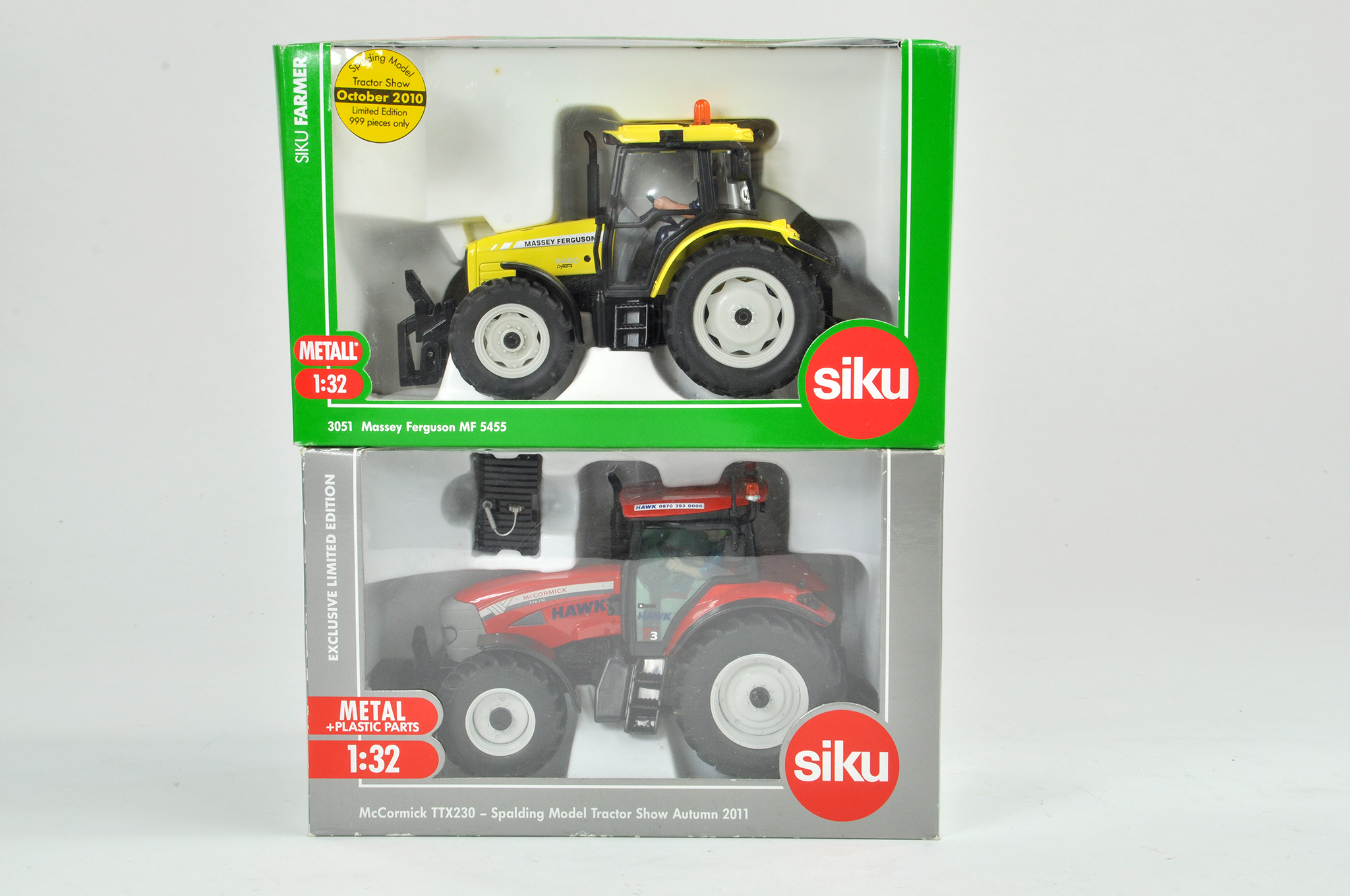 Siku 1/32 Farm issue comprising Massey Ferguson 5460 Highway Tractor plus McCormick TTX230 Hawk