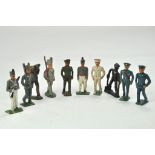 A group of Barclay (larger scale) metal figures, various themes. Some wear throughout on some.