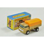 Matchbox Superfast No. 1E Mercedes Truck. Metallic gold body, orange canopy, green glass and