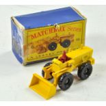 Matchbox regular wheels no. 43b Aveling Barford Tractor Shovel. Yellow body and loader with dark red