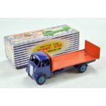 Dinky Toys No. 913 Guy Flat Truck with Tailboard. Deep blue body and chassis with orange flatbed