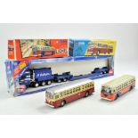 Diecast Commercials comprising 1/50 Siku Heavy Haulage set plus duo of Corgi 1/50 model buses.