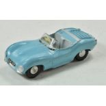 Tri-ang Spot-on No. 107 Jaguar XK-SS without roof. Pale blue body with grey body and base and
