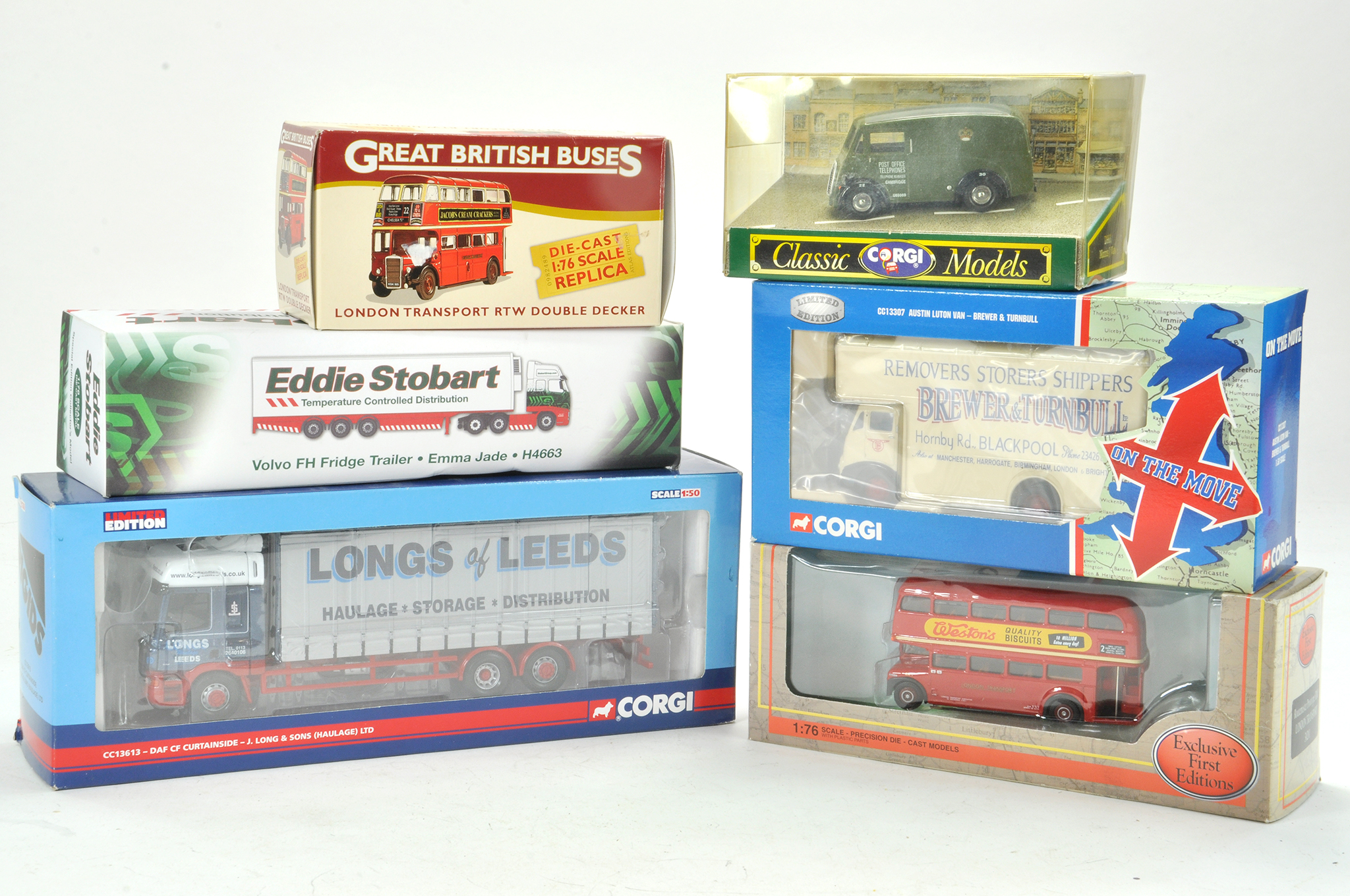 Corgi Commercial Truck issue comprising No. CC13613 DAF Curtainside in the livery of Long and Sons