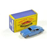 Matchbox regular wheels no. 65a Jaguar 3.4. Blue Body with black base and grey plastic wheels.