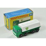 Matchbox Regular wheels No. 32C Leyland Petrol BP Tanker. Green and white, with BP Decal, white