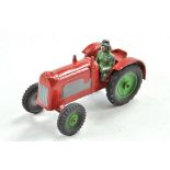 Charbens vintage farm tractor in red with grey / silver and trim, green wheel centres. Driver is