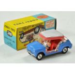 Corgi No. 240 Ghia-Fiat 600 Jolly. Blue body with red interior. Spun hubs. Car consists of two