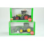 Siku 1/32 Farm issue comprising Claas Ares 697 ATZ Tractor plus John Deere 6820 with Front Loader.