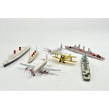 Group of Ocean liner models including Dinky plus aircraft issues. Generally good.