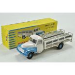French Dinky Toy No. 586 Camion Laitier Milk Wagon with Milk Load. White and Blue, blue hubs,